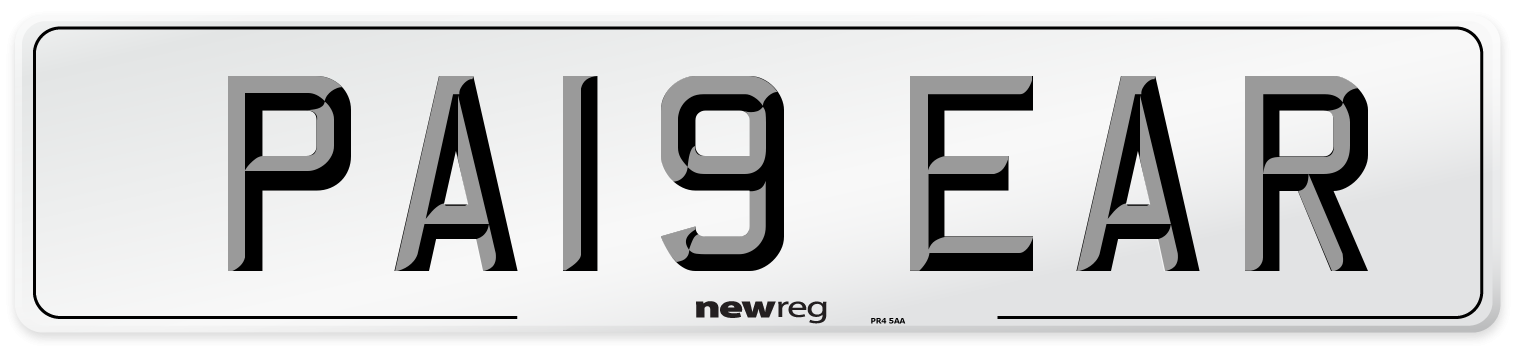PA19 EAR Number Plate from New Reg